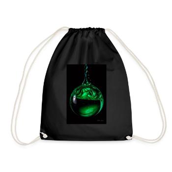 Drops green 5 - Drawstring Bag - black - Front