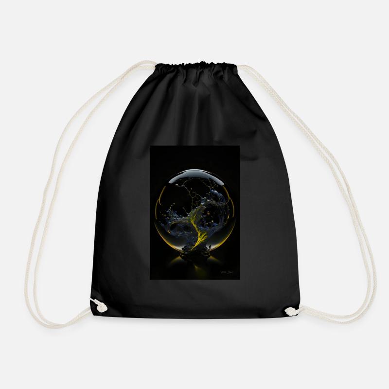 Kaos in a bubble yellow 3 - Drawstring Bag - black
