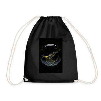 Kaos in a bubble yellow 4 - Drawstring Bag - black - Front