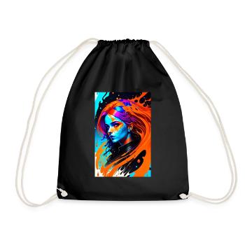 Colorful Art Potrait Woman 1 - Drawstring Bag - black - Front