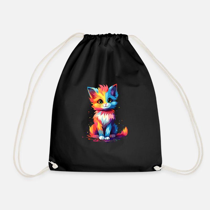 Cute Cat Print Design - Sweet Kitty Present - Drawstring Bag - black