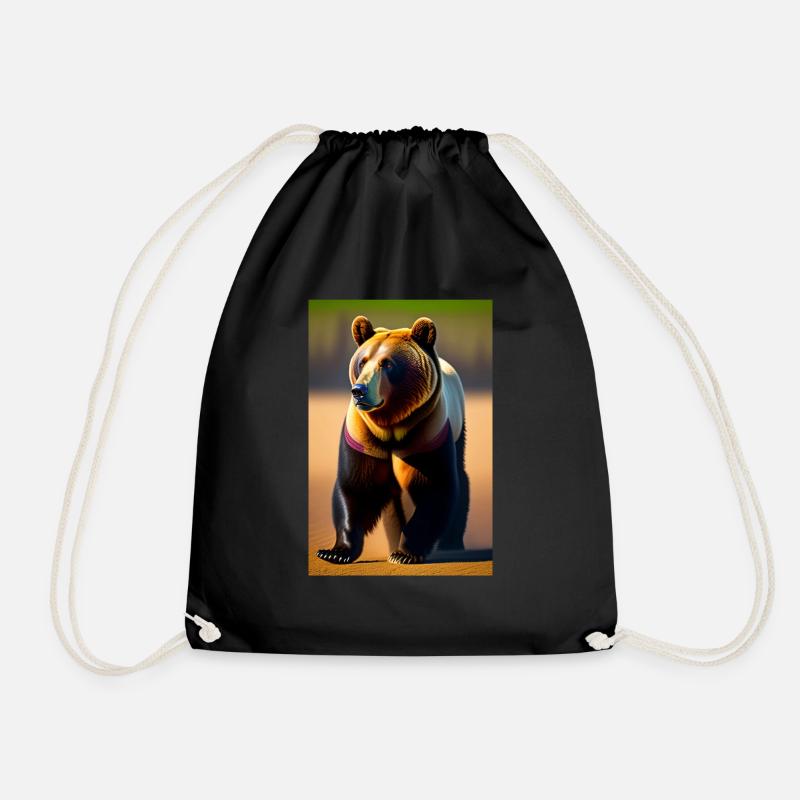 Bear - Drawstring Bag - black