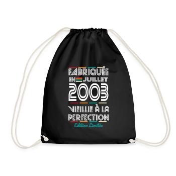 Anniversaire 20 ans - Fabriquée en Juillet 2003 - Sac de sport léger - noir - Devant