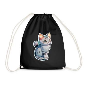 cute little gray kitten - Drawstring Bag - black - Front