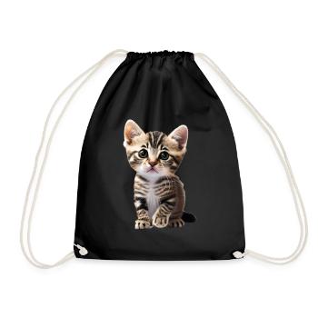 Cute young cat waiting for cuddles - Drawstring Bag - black - Front