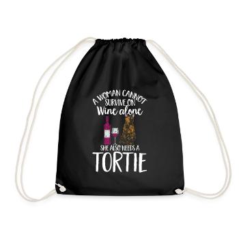 Schildpatt Katze Tortoiseshell Cat Tortie - Turnbeutel - Schwarz - Vorne