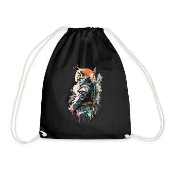 Chat Samouraï portant un uniforme - Sac de sport léger - noir - Devant