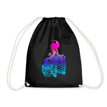 skull skeleton death halloween horror black dead - Drawstring Bag - black - Front