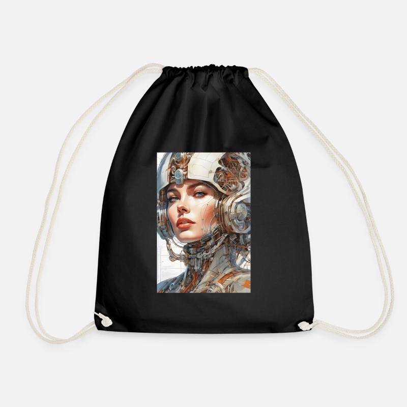Retro Futurism - Drawstring Bag - black