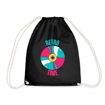 Retro Time - Drawstring Bag - black - Front