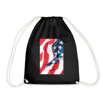 American flag with knot - Drawstring Bag - black - Front