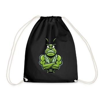 Bodybuilder Grasshopper - Drawstring Bag - black - Front