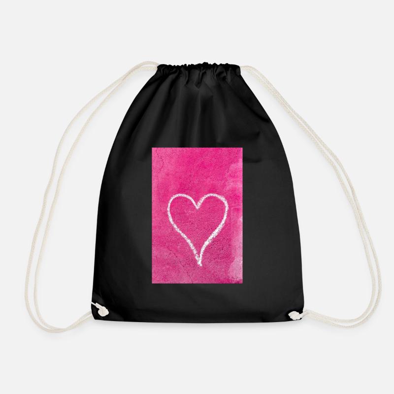 Grungy heart - Drawstring Bag - black