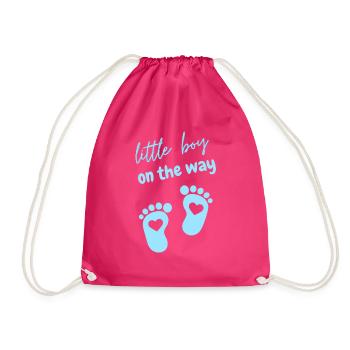 little boy on the way - Drawstring Bag - fuchsia - Front