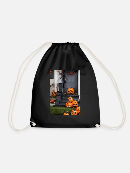 Halloween pumpkin - Drawstring Bag - black