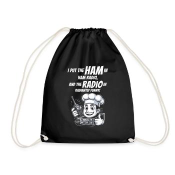 Radiantly Funny Amateur Ham Radio Operator Chef - Drawstring Bag - black - Front