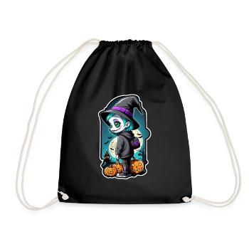 halloween - monstre avec chapeau de sorciere - Sac de sport léger - noir - Devant