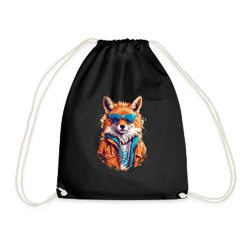 Cool Red Fox in Sunglasses - Drawstring Bag - black - Front