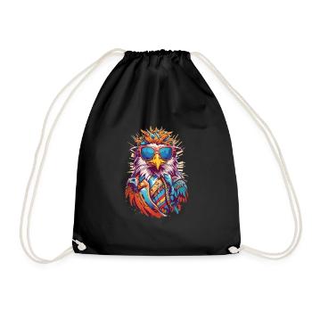 Cool Colourful Eagle in Sunglasses - Drawstring Bag - black - Front