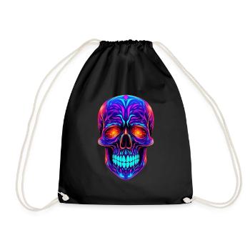 Neon Skull Psychedelisch - Turnbeutel - Schwarz - Vorne