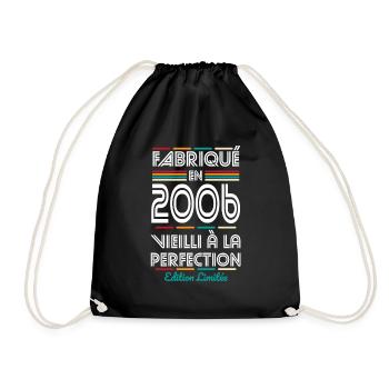 Anniversaire 18 ans - Fabriqué en 2006 - Sac de sport léger - noir - Devant