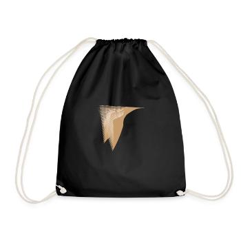 Beige Abstrakter Kolibri - Turnbeutel - Schwarz - Vorne