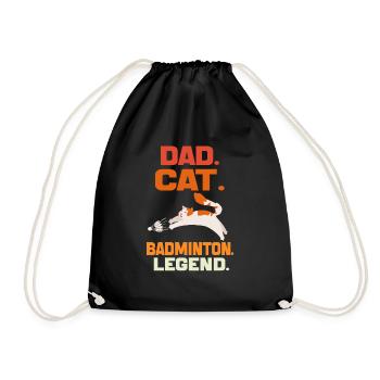 Papa Katze Badminton Legende Badminton DAD Katze Geschenk - Turnbeutel - Schwarz - Vorne