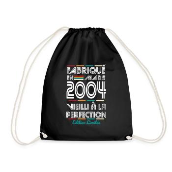 Anniversaire 20 ans - Fabriqué en Mars 2004 - Sac de sport léger - noir - Devant
