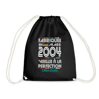 Anniversaire 20 ans - Fabriquée en Mars 2004 - Sac de sport léger - noir - Devant