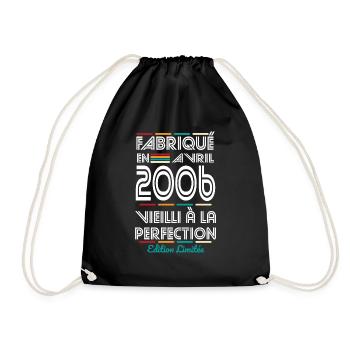 18-jähriges Jubiläum - Hergestellt im April 2006 - Turnbeutel - Schwarz - Vorne