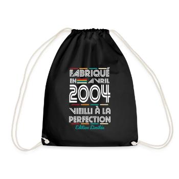 20-jähriges Jubiläum - Hergestellt im April 2004 - Turnbeutel - Schwarz - Vorne