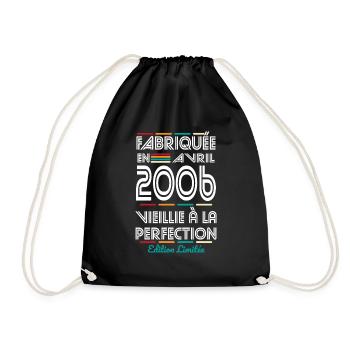 18-jähriges Jubiläum - Hergestellt im April 2006 - Turnbeutel - Schwarz - Vorne
