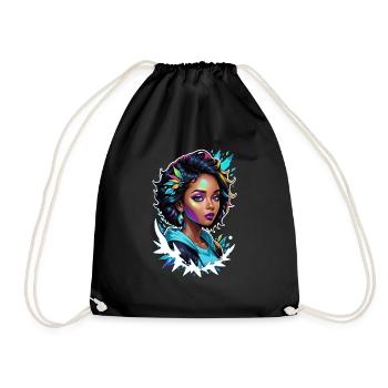 Afro Frau - Schönheit - Turnbeutel - Schwarz - Vorne