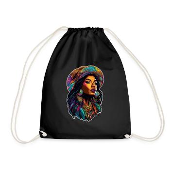 Afro Frau - Schönheit - Turnbeutel - Schwarz - Vorne