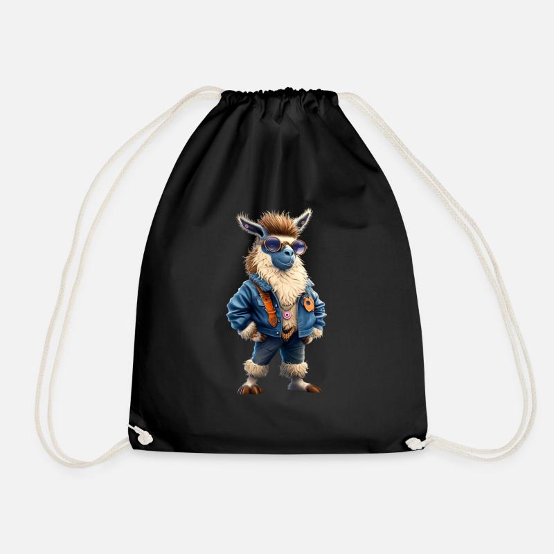 Hipster Lama - Turnbeutel - Schwarz