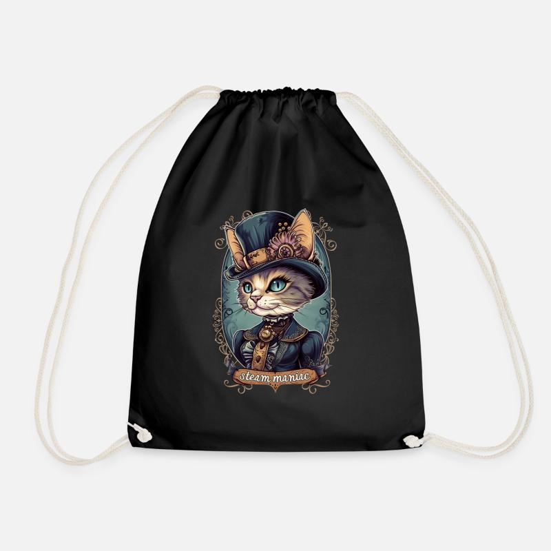 Viktorianische Steampunk Katze - Turnbeutel - Schwarz