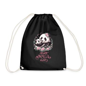 Best Mom Ever Panda Lover Floral Wreath I Mom - Turnbeutel - Schwarz - Vorne