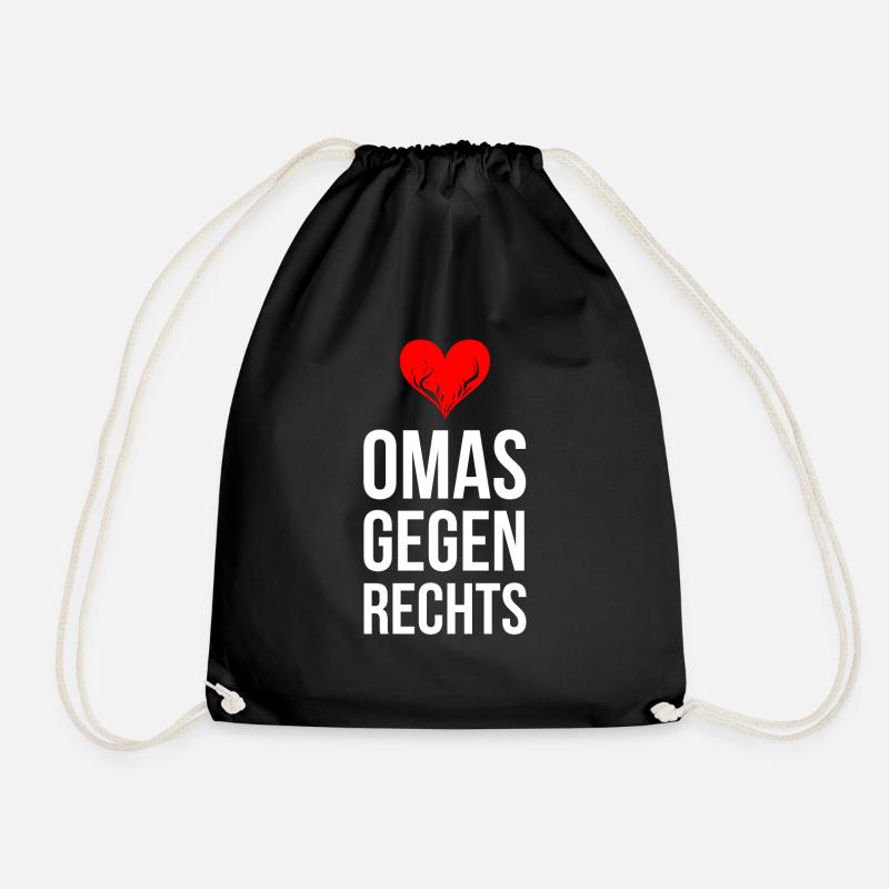 OMAS GEGEN RECHTS mit brennendem Herz - Turnbeutel - Schwarz