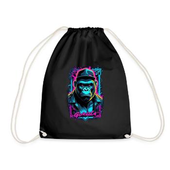 gorille avec chaine en or - Sac de sport léger - noir - Devant