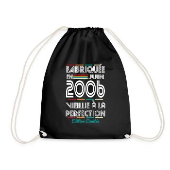18-jähriges Jubiläum - Hergestellt im Juni 2006 - Turnbeutel - Schwarz - Vorne