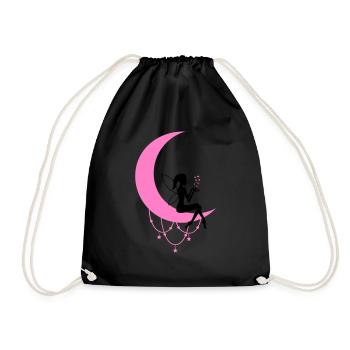 Fairy Elf Crescent Moon Fantasy - Drawstring Bag - black - Front