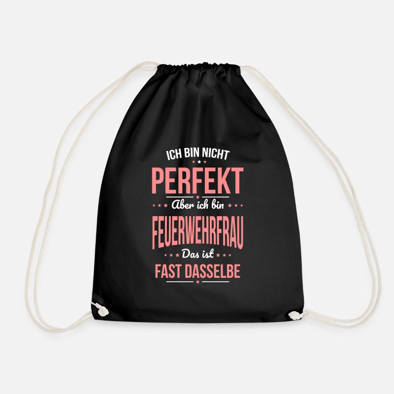 Ich bin nicht perfekt aber ich bin Feuerwehrfrau - Turnbeutel - Schwarz
