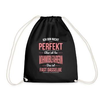 Not perfect, but I'm a motorhome driver - Drawstring Bag - black - Front