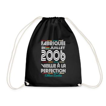 18-jähriges Jubiläum - Hergestellt im Juli 2006 - Turnbeutel - Schwarz - Vorne
