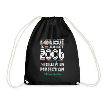 18-jähriges Jubiläum - Hergestellt im Juli 2006 - Turnbeutel - Schwarz - Vorne