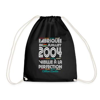 Anniversaire 20 ans - Fabriquée en Juillet 2004 - Sac de sport léger - noir - Devant