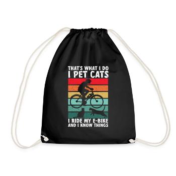 Electric Bike Cycling Biker E-Bike - Drawstring Bag - black - Front