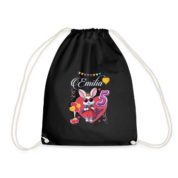 Birthday daughter granddaughter - 5 years old - EMILIA - Drawstring Bag - black - Front