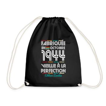 80th Anniversary - Made in October 1944 - Drawstring Bag - black - Front