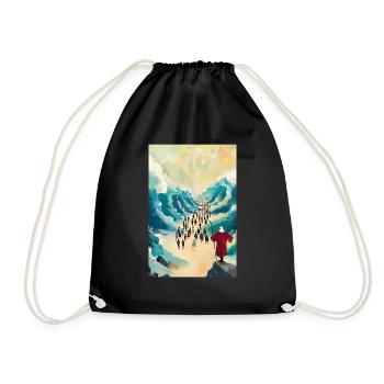 w6 Moses Moses Parting The Red Sea 3 Pieces, Digit - Drawstring Bag - black - Front